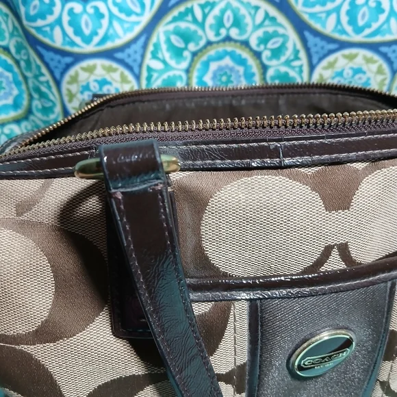 Coach Brown and Tan Shoulder Bag